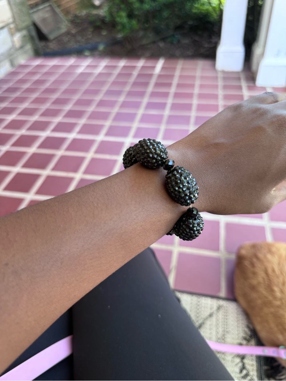 Black Beaded Stretch Bracelet - Classic Women's Jewelry